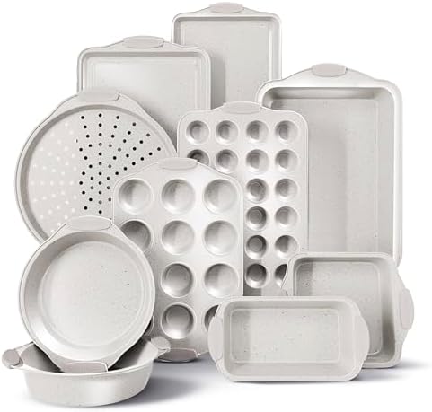Country Kitchen Nonstick Stackable Bakeware Set - Heavy Duty, Durable, Easy Release Baking Set, Cream, 10 Pcs by CountryKitchen