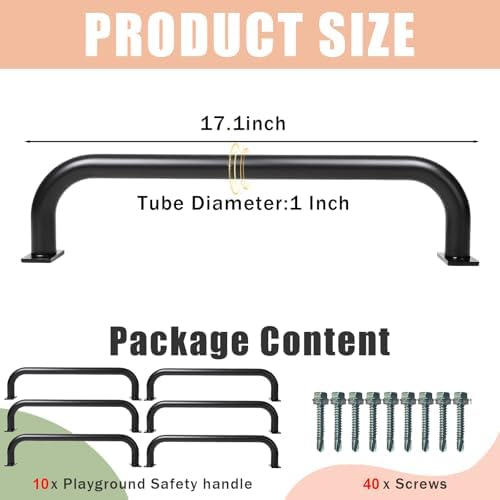 10 Pcs Black 17”Metal Playground Safety HandlesFor Indoor & Ourdoor - Image 2