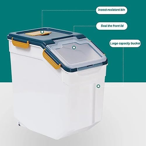 25LB Large Flour Storage Container Bin ,2 Pack Airtight Plastic with Wheels Seal Locking Lid Dispenser Organizer Storage Bin with Measuring Cup & Scoop for Flour, Rice, Grain 50LBS Total - Image 3