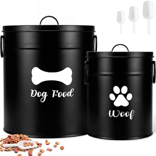 DoubleFill Extra Large 23+10 lb Metal Dog Food Storage Containers, Black by DoubleFill