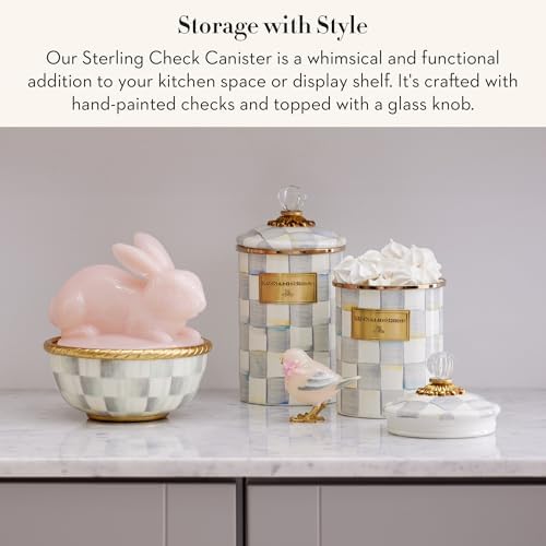 MACKENZIE-CHILDS Enamel Canister, Medium, Gray-and-White Sterling Check - Image 2