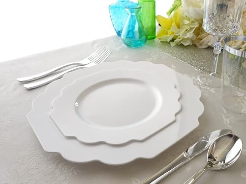 OCCASIONS Disposable Plastic Plates for 80 Guests (Imperial White) - Image 3
