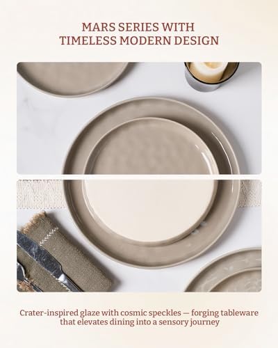 Famiware Mars Stoneware Dinnerware Set for 4, Cinnamon Brown - Image 5