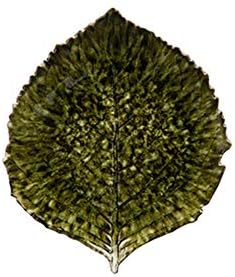 Costa Nova Ceramic Stoneware 9" Hydrangea Leaf - Riviera Collection, Forêts (Dark Green) | Microwave & Dishwasher Safe Dinnerware | Food Safe Glazing | Restaurant Quality Serveware by CostaNova