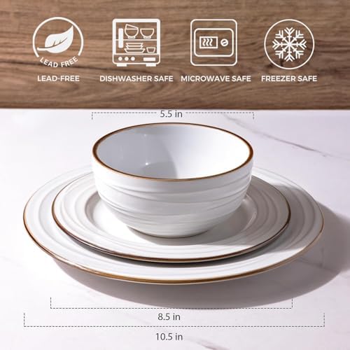 GBHOME Ceramic Dinnerware Sets of 8,24 pcs Plates and Bowls Sets Dishes - Image 2