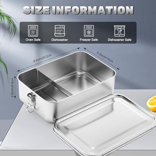 Umigy Stainless Steel Food Containers, 1400ml, Divider, 4 Pcs - Image 2