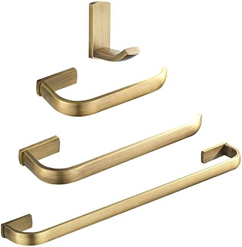 WINCASE Brass Bathroom Accessories, Bath Towel Holder Antique, Towel Bar Set Toilet Paper Holder Robe Hook Brushed Brass Wall Mounted by WINCASE