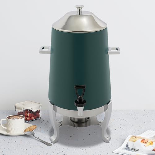 3.43Gallon Stainless Steel Hot Beverage Dispenser,Coffee Chafer Urn with Spigot&Fuel Holder,Cold&Hot Drinks Dispenser for Milk Coffee Tea Juice - Parties Catering Buffet Event (Green) - Image 4