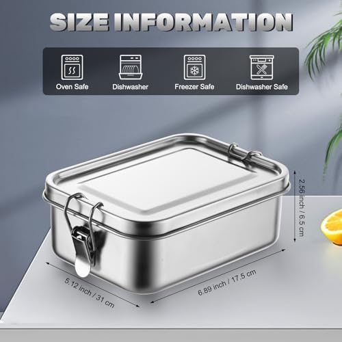 Umigy Stainless Steel Food Containers, 1000ml, Divided, 4 Pcs - Image 2