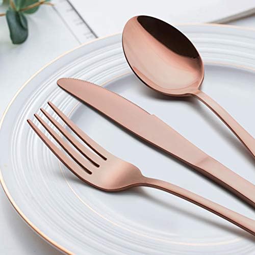 LIANYU Copper Silverware Flatware Set, 20 Piece Stainless Steel Cutlery Set - Image 3