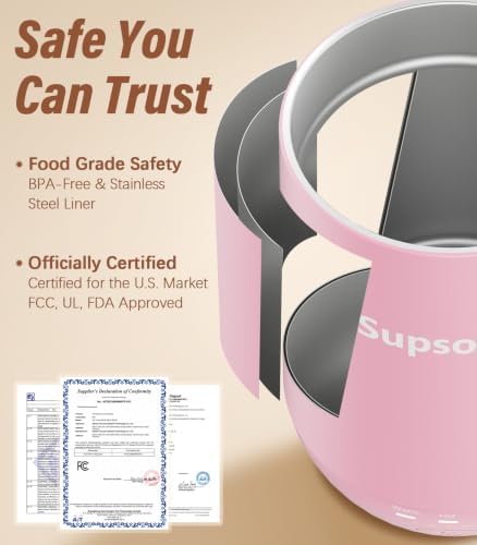 Supsonic - 16oz Self Heating Coffee Mug, Smart Heated Coffee Mug Faster Direct-Contact Heating Up to 149°F, Coffee Mug Warmer Set with Auto Shut-Off - Gifts for Men Women | S2 - Image 5