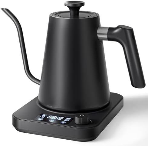Gooseneck Electric Kettle, ±1°F Temperature Control Electric Kettle, 1.0L 1200W Fast Heating, 24H Keep Warm, 30Min Auto Memory, Food Grade Stainless Steel, Pour Over Kettle for Coffee and Tea by AGORVIO