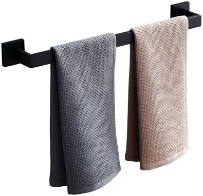 Bath Towel Bar, 20-Inch Towel Racks, Square Thicken Towel Holder, Wall Mounted Shower Towel Rail Hanger, Stainless Steel,Bathroom Accessories (Matte Black, 1 Pack) by XiarnotogiHome