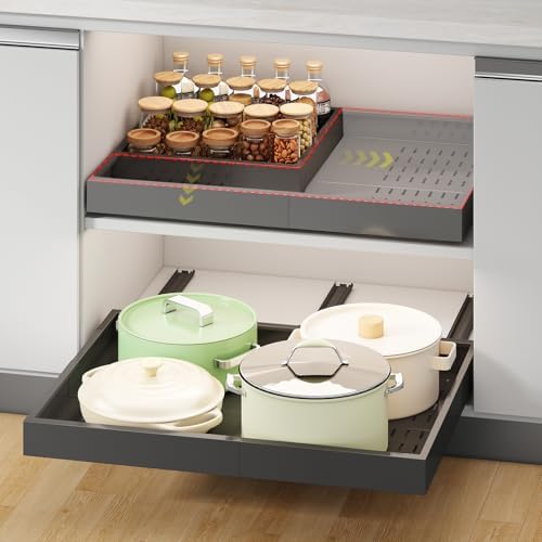 Fokyfok Pull out Cabinet Organizer,14"-21"W,17"-24"D,Expandable,Adhesive by Fokyfok