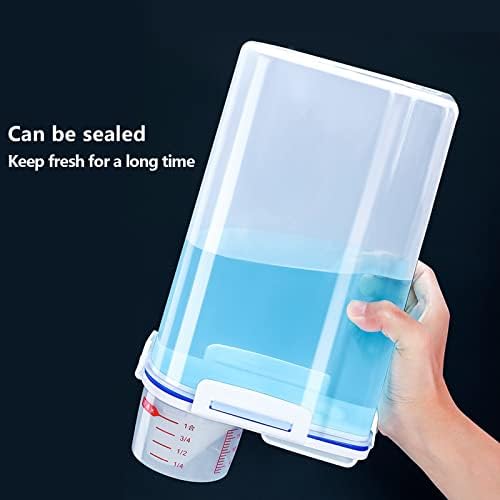 2 Pcs 5.5 LB Rice Storage Container, Airtight Cereal Flour Dispenser with Pouring Spout & Measuring Cup, Kitchen Plastic Clear Dry Food Storage Bin for Grain Oatmeal Snacks Pet Dog Food - Image 4