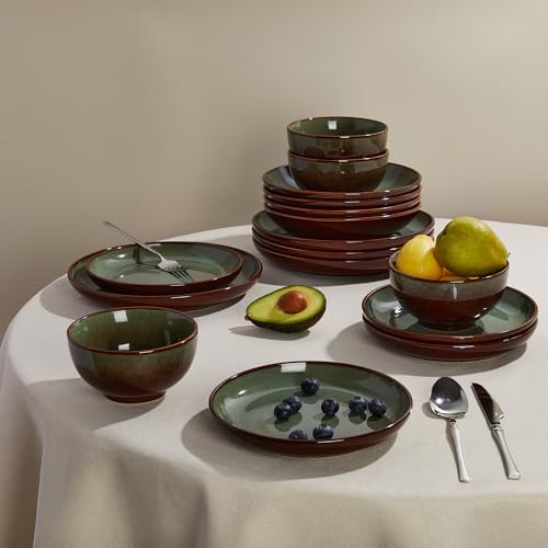 Pokini Stoneware Dinnerware Sets for 12, 36pcs Plates and Bowls Sets Dishes - Image 4