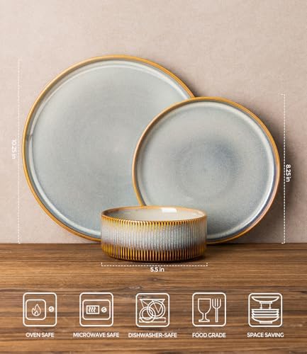 TheTerra Ceramic Dinnerware Set for 8, 24-Piece Plates and Bowls Set - Image 2