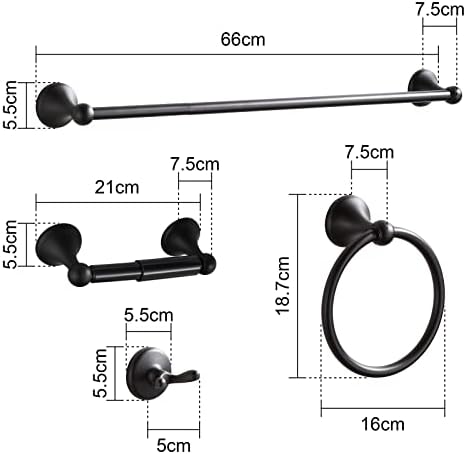 BGL Bathroom Hardware Set Matte Black Adjustable Expandable Bath Towel Bars Bathroom Accessory Set Towel Racks 8-Pieces Wall Mount - Image 5
