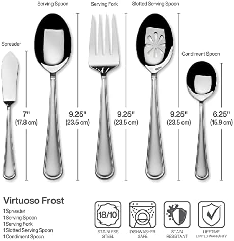 Mikasa, Virtuoso Frost Flatware Service for 12, 65 Piece Set, 18/10 Stainless Steel, Silverware Set with Serving Utensils - Image 4