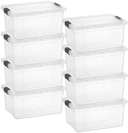 Superio 1.85 Quart Clear Plastic Storage Boxes with Lids, Stackable Organizer Containers, BPA-Free Storage Bins for Home, Office, School & Dorm, 8 Pack by Superio