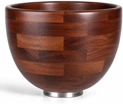 Premium Wood Mixing Bowl, Compatible with 4.5 & 5 QT KitchenAid Tilt-Head Stand Mixer. Kitchenaid Mixer Bowl with Stainless Steel Locking Base. Gift Idea by Unknown
