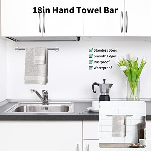 Newfun 10Pcs Brushed Nickel Bathroom Hardware Set - Includes 24&18inch Towel Bar, Robe Hook, Toilet Paper Holder, 2 Pack 5 Piece Bathroom Accessories Set Stainless Steel Wall Mounted - Image 3