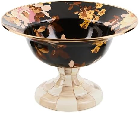 MACKENZIE-CHILDS Enamel Compote, Large, Wild Rose Brown by Unknown