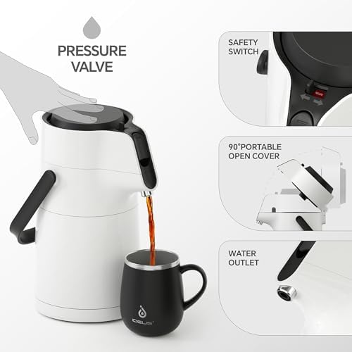IDEUS Thermal Coffee Carafe 68oz, Beverage Dispenser White - Image 4