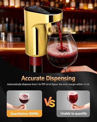 5 in 1 Wine Aerator Whiskey Dispenser,Liquor Decanter, Alcohol Pourer-Gold - Image 2