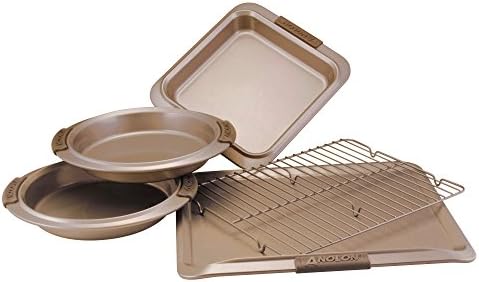 Anolon 57328 Advanced Nonstick Bakeware Set / Baking Pans with Grips - 5 Piece, Brown by Anolon