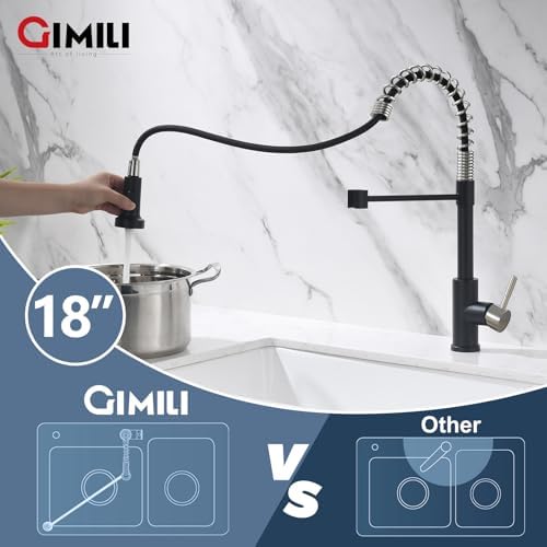 GIMILI Kitchen Faucet with Pull Down Sprayer Black and Nickel - Image 3