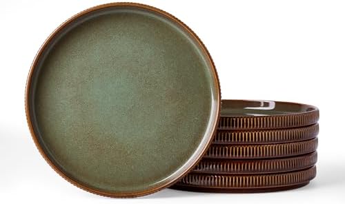 famiware Star 10/8 inches Salad Plates Set for 6, Oak by Famiware