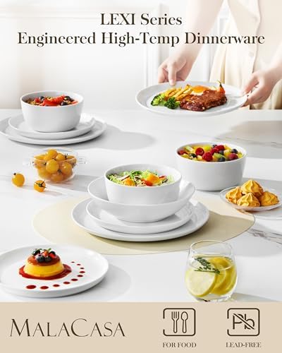 MALACASA 24-Piece Dinnerware Set for 6, White Porcelain Dishes - Image 3