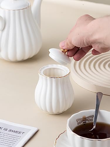 CLAY TONIC- 8 OZ Porcelain White Coffee/Teacup and Saucer Set with Holder - Image 6