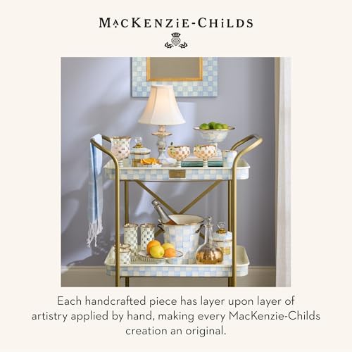 MACKENZIE-CHILDS Pedestal Platter, Mini, Light-Blue-and-White Sky Check - Image 6
