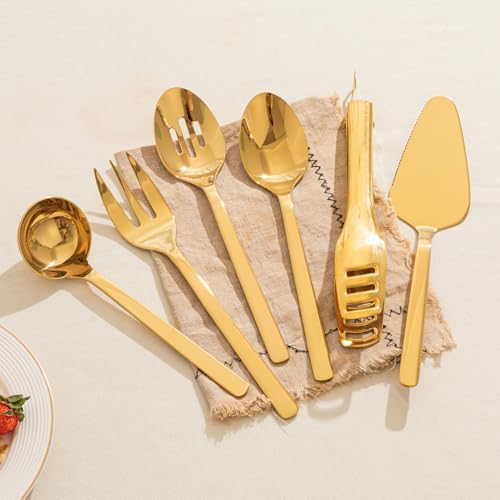 KINGSTONE 18/10 Large Hostess Gold Serving Utensils,Stainless Steel Serving - Image 2
