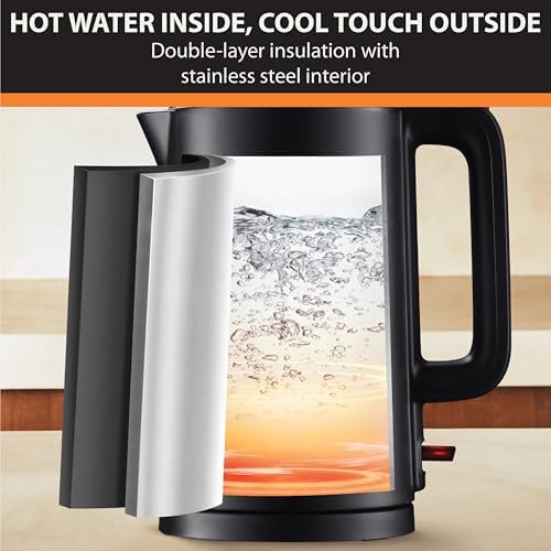 KRUPS 1.5L Electric Kettle Stainless Steel Cool Touch Interior, Fast Boiling, One Cup in 80 Seconds, Double Wall, Auto Off, Keep Warm, Hot Water Kettle Electric, Cordless, Black/White - Image 4