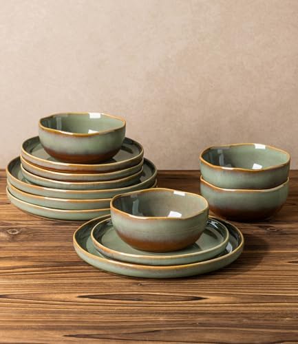 TheTerra Ceramic Dinnerware Set for 6, 18-Piece Plates and Bowls Set - Image 6