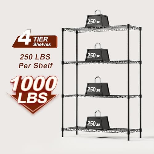 BestOffice | 4-Tier Wire Shelf | 36" x 14" x 54" | Black - Image 4