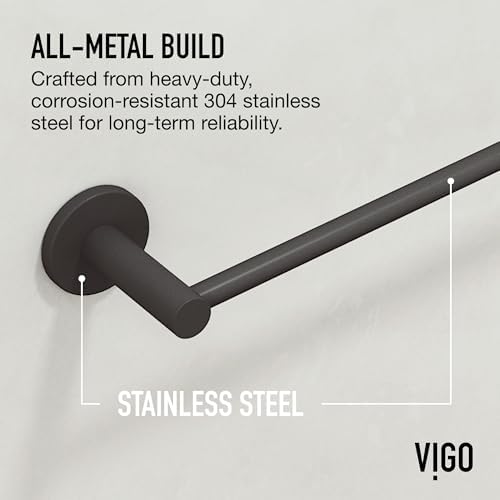 VIGO Cass 4 Pieces Bathroom Hardware Set, 24 inch Towel Bar, Hand Towel Holder, Robe Towel Hook, Toilet Paper Holder Wall Mounted, Stainless Steel Bath Accessory Set Matte Black Finish - Image 6