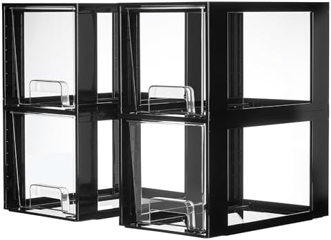Vtopmart 4 Pack Large Stackable Storage Drawers, Black by Vtopmart