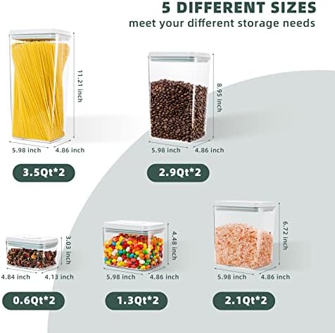 Airtight Food Storage Containers, 10-Piece, 5 Sizes, Pop-Top Lids - Image 4