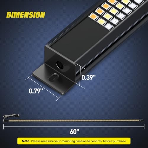 Nilight Truck Tailgate Light Strip 60" Aluminum Frame Triple Row 1200 LED Strip with Red Running Brake Lights White Reverse Light Amber Sequential Turn Signals Strobe Lights，2 Years Warranty - Image 2