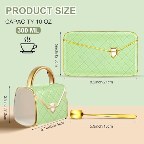 Zubebe 1 Set Coffee Mug Elegant Handbag Shaped Cup,Light Green - Image 2