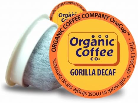 The Organic Coffee Co. Compostable Coffee Pods - Gorilla Decaf (80 Ct) K Cup Compatible including Keurig 2.0, Medium Roast, Swiss Water Processed, USDA Organic, (Pack of 2) by TheOrganicCoffeeCo