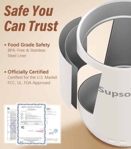 Supsonic - 16oz Self Heating Coffee Mug, Smart Heated Coffee Mug Faster Direct-Contact Heating Up to 149°F, Coffee Mug Warmer Set with Auto Shut-Off - Gifts for Men Women | S2 - Image 5