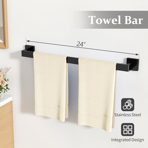 STWWO 10-Piece Matte Black Bathroom Hardware Accessories Set - Image 2