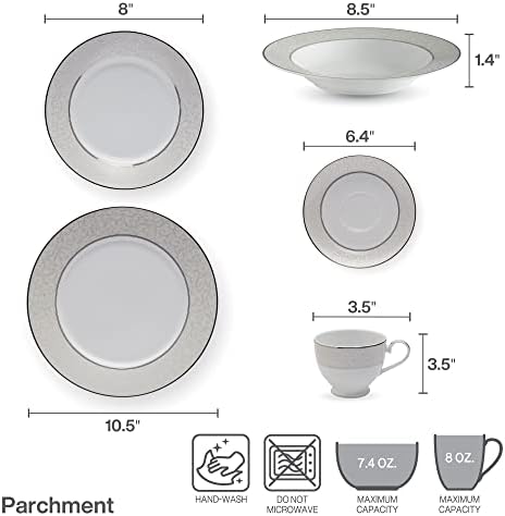 Mikasa Parchment 40-Piece Dinnerware Set, Service for 8, Durable Porcelain Plates, Bowls, and Mugs with Contemporary Design, Dishwasher Safe - Image 3