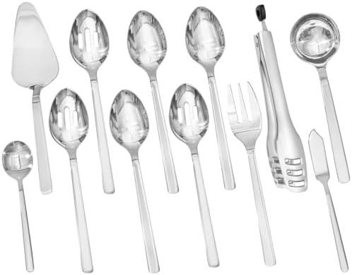 KINGSTONE 12 piece Large Hostess Serving Utensils Set,18/10 Stainless Steel by KINGSTONE