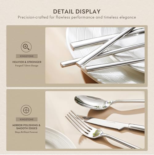 36-Piece Silverware Set with Steak Knives, Forged Flatware Cutlery for 6 - Image 5